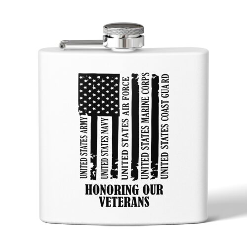 Veterans Honor Flask — "Honoring Our Veterans" Stainless Steel 6oz (**Handwash Only**)