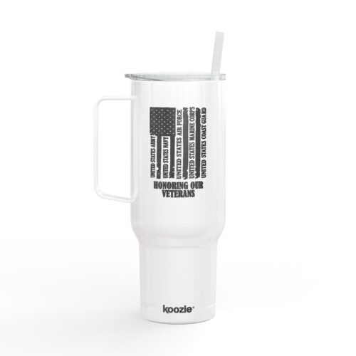 40oz Engraved Insulated Tumbler with Lid & Handle – Rustic Text Design, Travel & Outdoor Drinkware