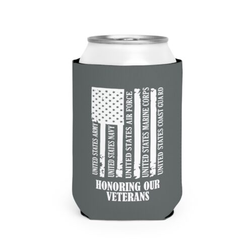 Veterans Honor Can Cooler Sleeve – "Honoring Our Veterans" Flag Design (Personalize with Town/State)